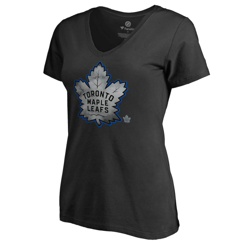 Toronto Maple Leafs Women's Core Smoke V-Neck T-Shirt - Black - NHL