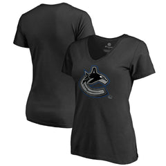 Vancouver Canucks Women's Core Smoke V-Neck T-Shirt - Black - NHL