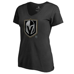 Vegas Golden Knights Women's Core Smoke V-Neck T-Shirt - Black - NHL