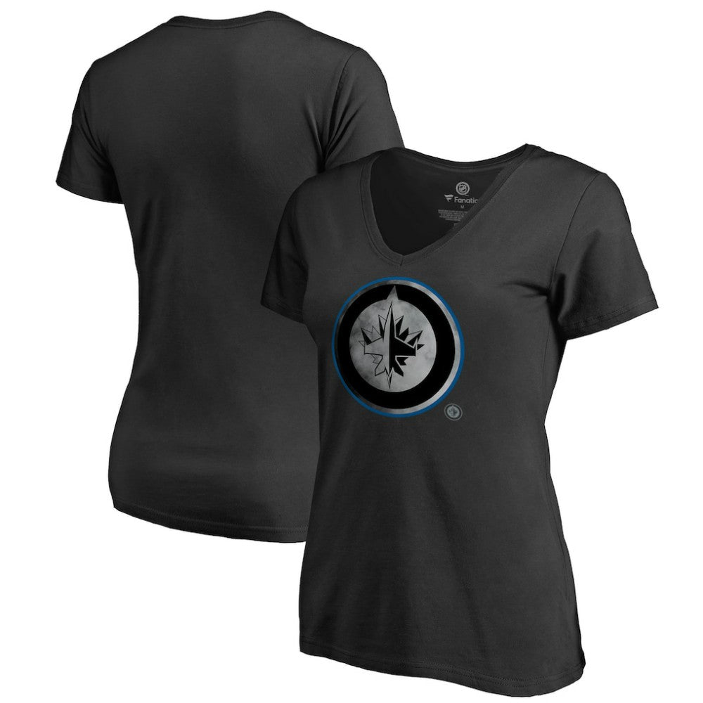 Winnipeg Jets Women's Core Smoke V-Neck T-Shirt - Black - NHL