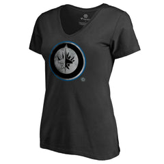 Winnipeg Jets Women's Core Smoke V-Neck T-Shirt - Black - NHL