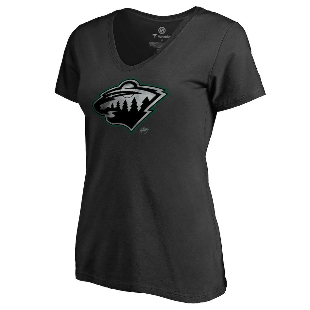 Minnesota Wild Women's Core Smoke V-Neck T-Shirt - Black - NHL