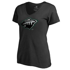 Minnesota Wild Women's Core Smoke V-Neck T-Shirt - Black - NHL