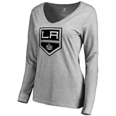 Los Angeles Kings Women's Team Alternate Long Sleeve V-Neck T-Shirt - Heather Gray - NHL