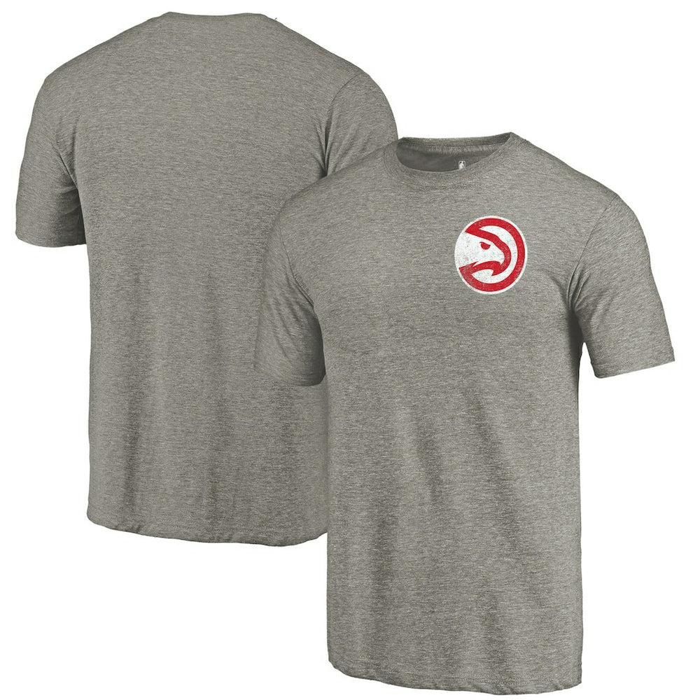 Atlanta Hawks Primary Logo Left Chest Distressed Tri-Blend T-Shirt Gray - NBA