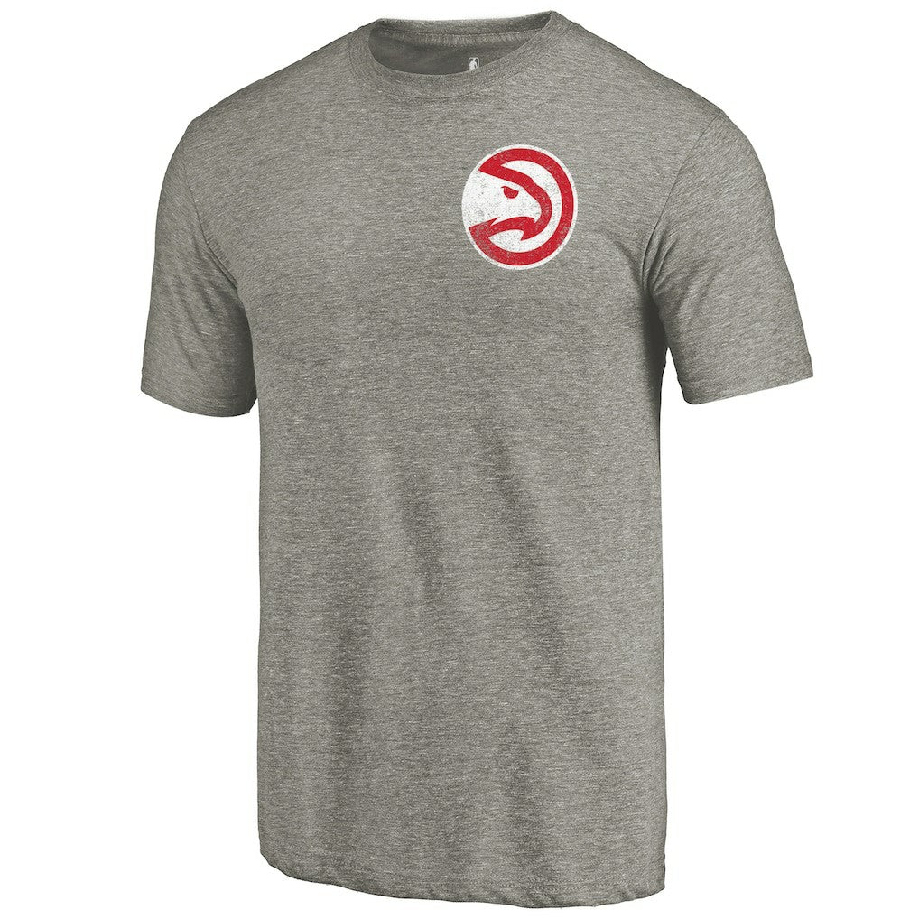 Atlanta Hawks Primary Logo Left Chest Distressed Tri-Blend T-Shirt Gray - NBA