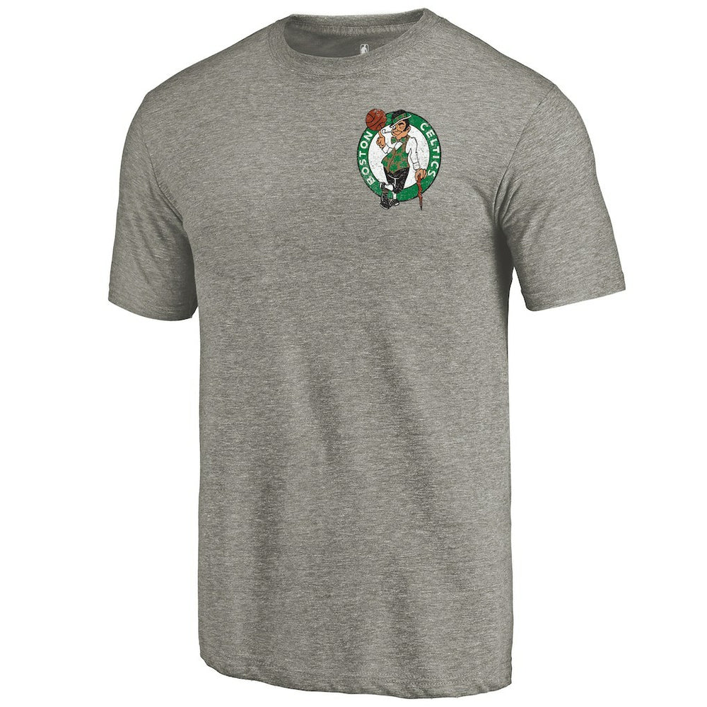 Boston Celtics Primary Logo Left Chest Distressed Tri-Blend T-Shirt Gray - NBA