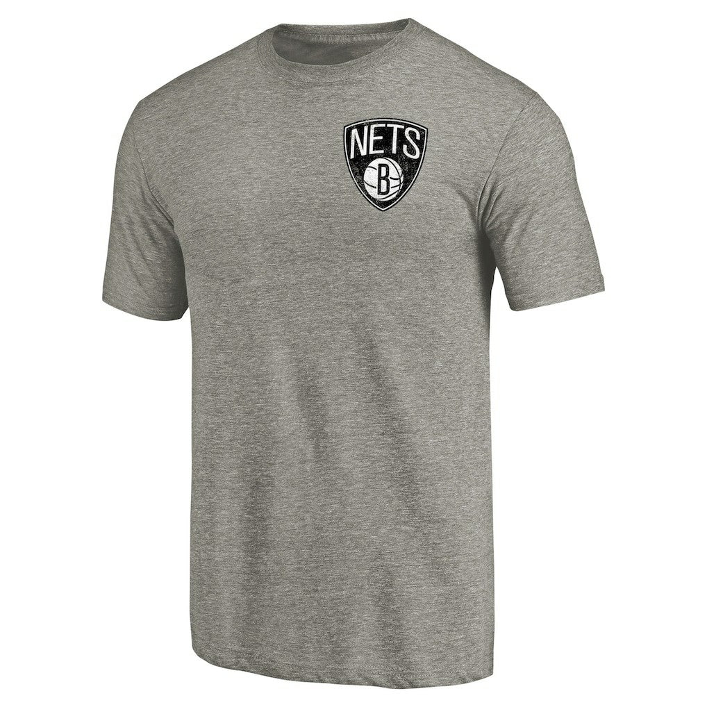 Brooklyn Nets Primary Logo Left Chest Distressed Tri-Blend T-Shirt Gray - NBA