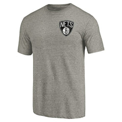 Brooklyn Nets Primary Logo Left Chest Distressed Tri-Blend T-Shirt Gray - NBA
