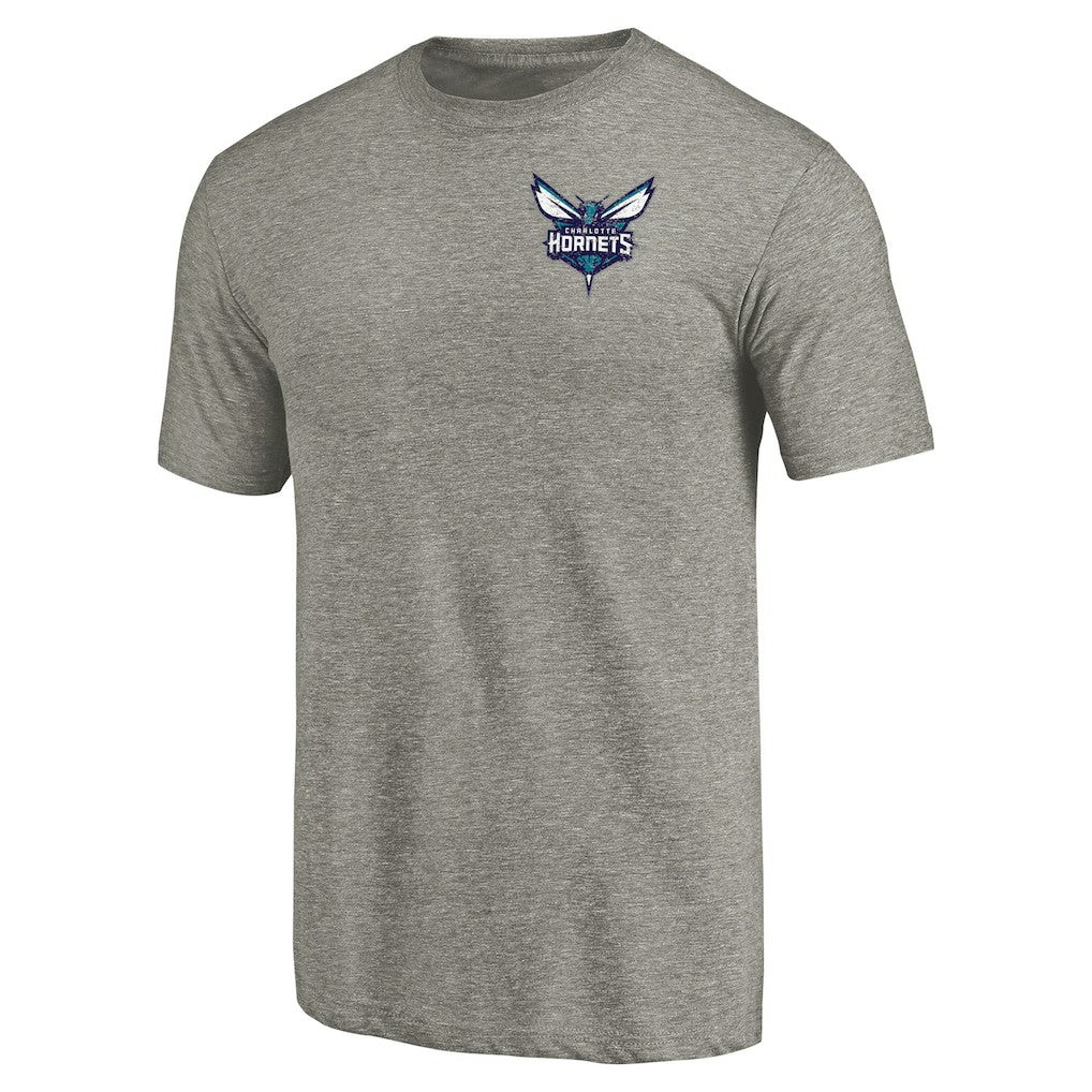 Charlotte Hornets Primary Logo Left Chest Distressed Tri-Blend T-Shirt Gray - NBA
