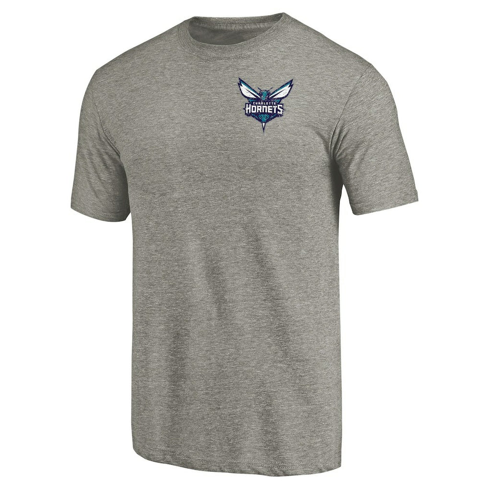 Charlotte Hornets Primary Logo Left Chest Distressed Tri-Blend T-Shirt Gray - NBA