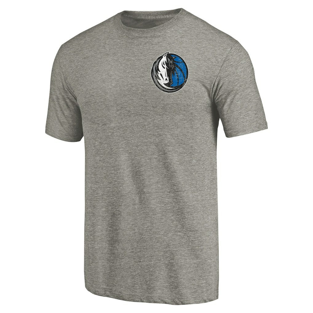 Dallas Mavericks Primary Logo Left Chest Distressed Tri-Blend T-Shirt Gray - NBA