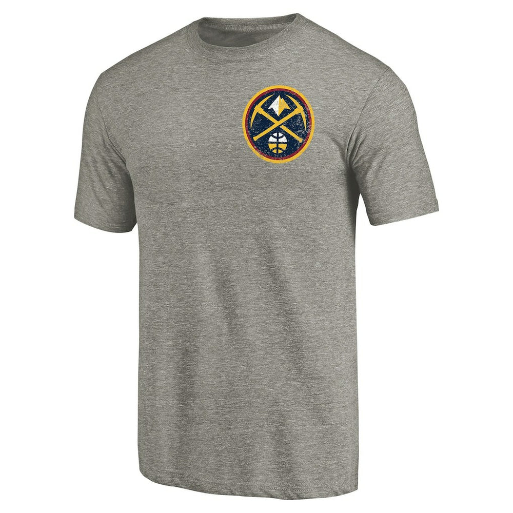 Denver Nuggets Primary Logo Left Chest Distressed Tri-Blend T-Shirt Gray - NBA