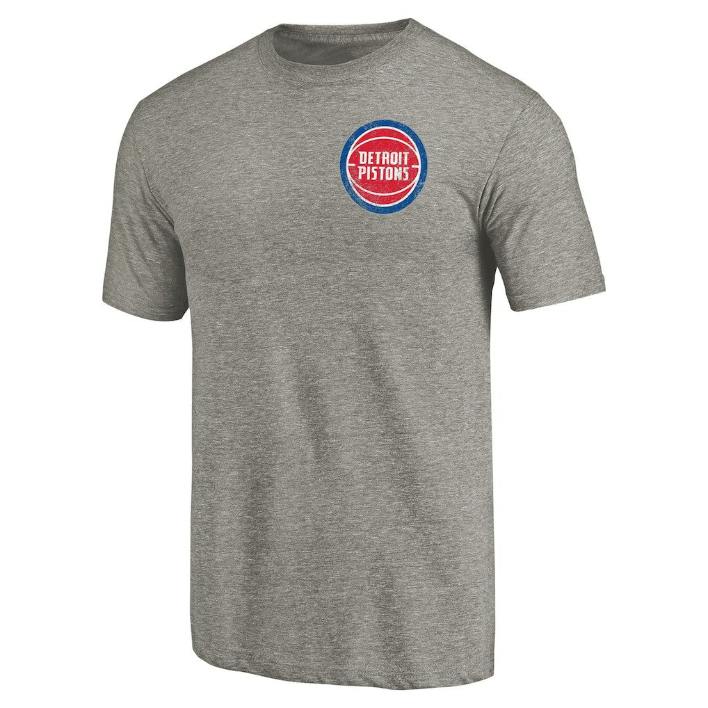 Detroit Pistons Primary Logo Left Chest Distressed Tri-Blend T-Shirt Gray - NBA