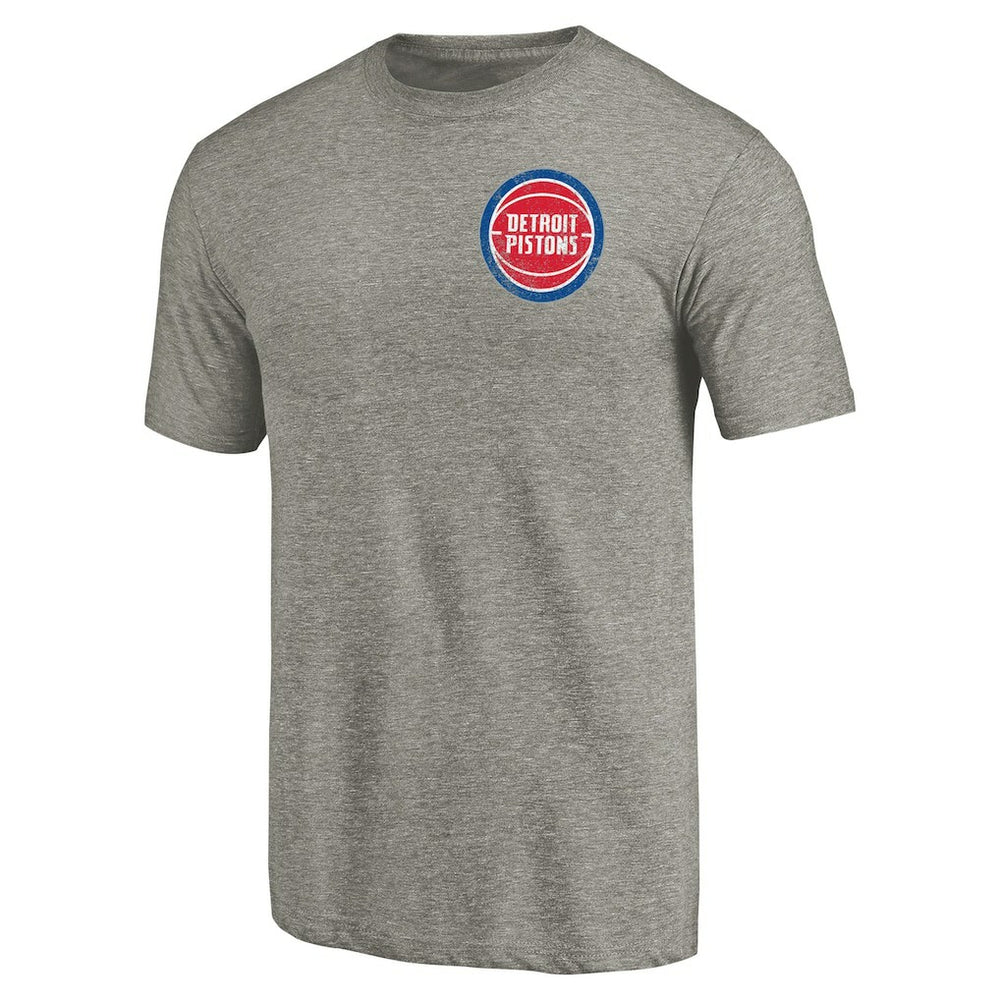 Detroit Pistons Primary Logo Left Chest Distressed Tri-Blend T-Shirt Gray - NBA