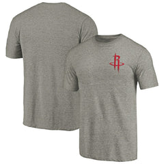 Houston Rockets Primary Logo Left Chest Distressed Tri-Blend T-Shirt Gray - NBA