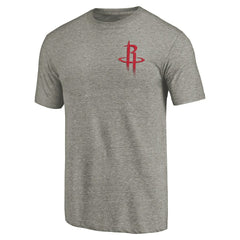 Houston Rockets Primary Logo Left Chest Distressed Tri-Blend T-Shirt Gray - NBA