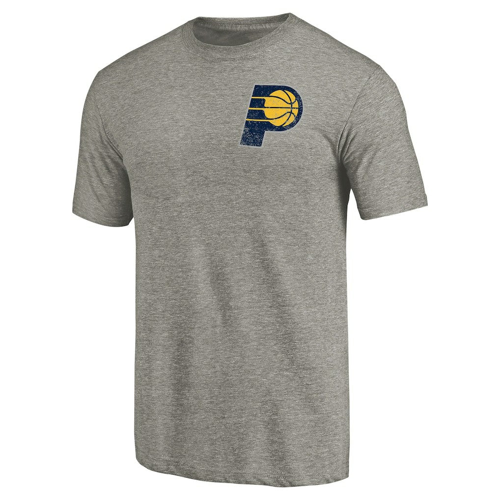 Indiana Pacers Primary Logo Left Chest Distressed Tri-Blend T-Shirt Gray - NBA