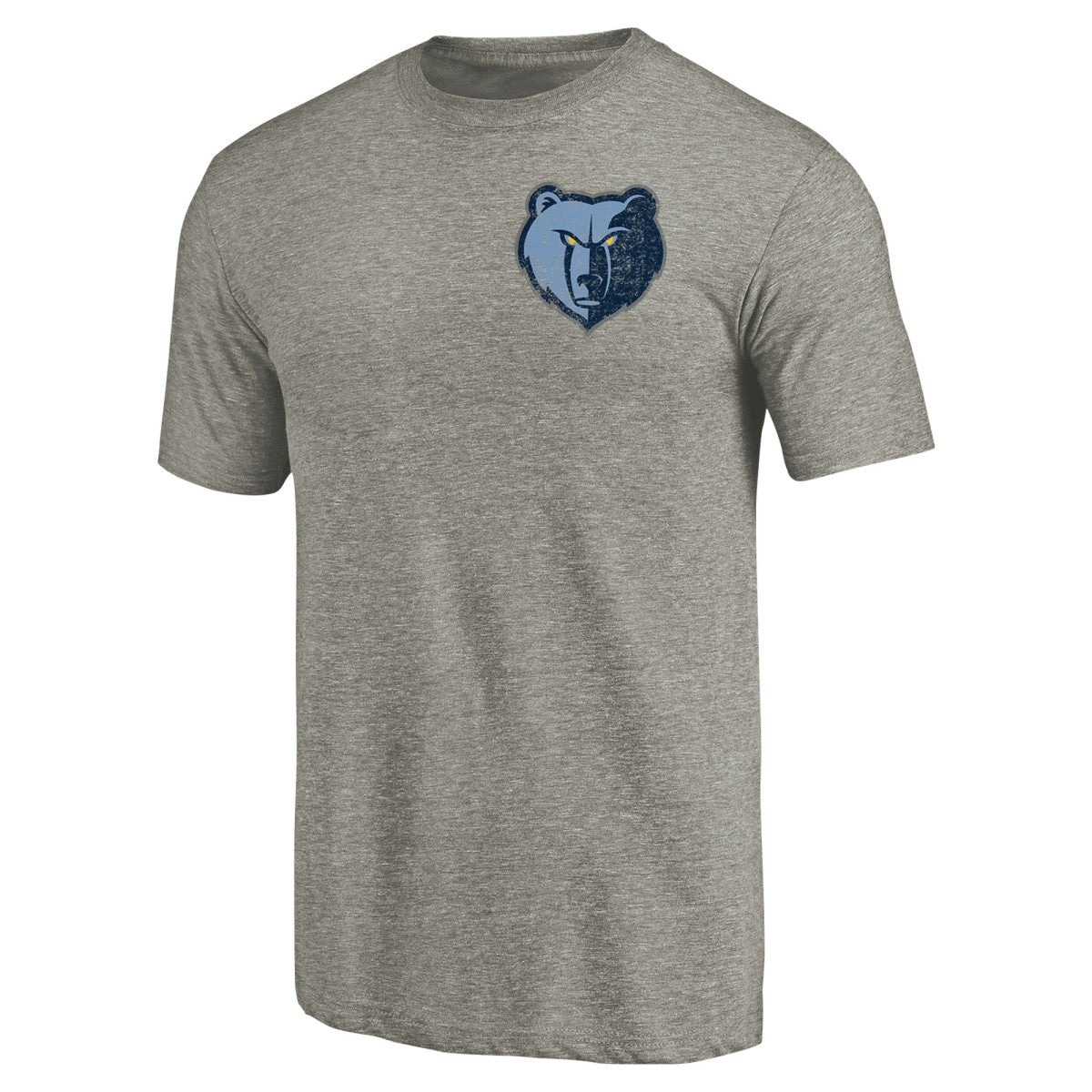 Memphis Grizzlies Primary Logo Left Chest Distressed Tri-Blend T-Shirt Gray - NBA