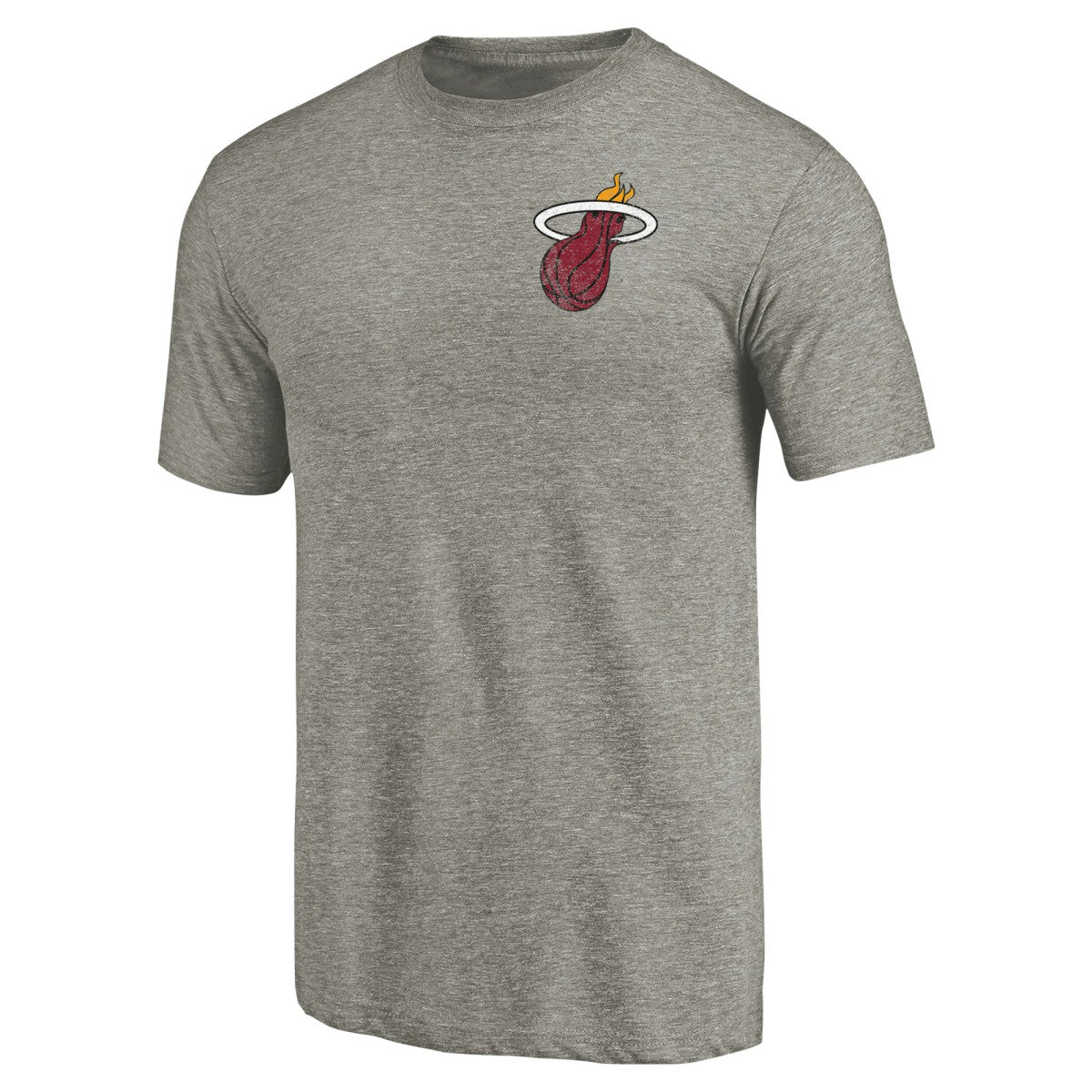 Miami Heat Primary Logo Left Chest Distressed Tri-Blend T-Shirt Gray - NBA
