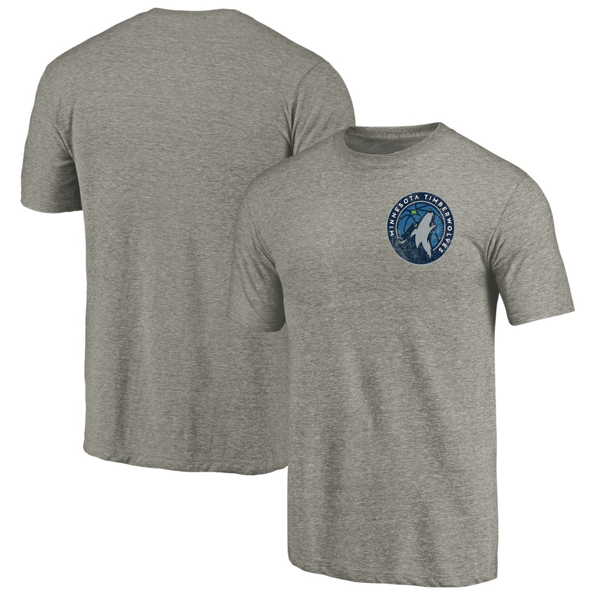 Minnesota Timberwolves Primary Logo Left Chest Distressed Tri-Blend T-Shirt Gray - NBA