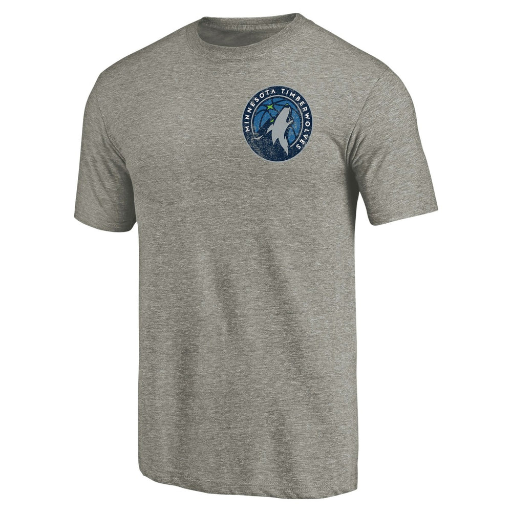 Minnesota Timberwolves Primary Logo Left Chest Distressed Tri-Blend T-Shirt Gray - NBA
