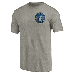 Minnesota Timberwolves Primary Logo Left Chest Distressed Tri-Blend T-Shirt Gray - NBA