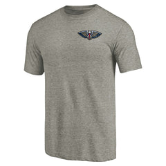 New Orleans Pelicans Primary Logo Left Chest Distressed Tri-Blend T-Shirt Gray - NBA
