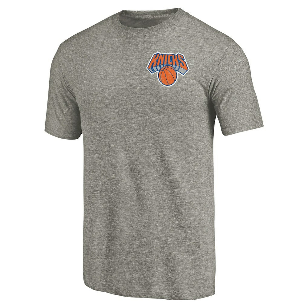 New York Knicks Primary Logo Left Chest Distressed Tri-Blend T-Shirt Gray - NBA
