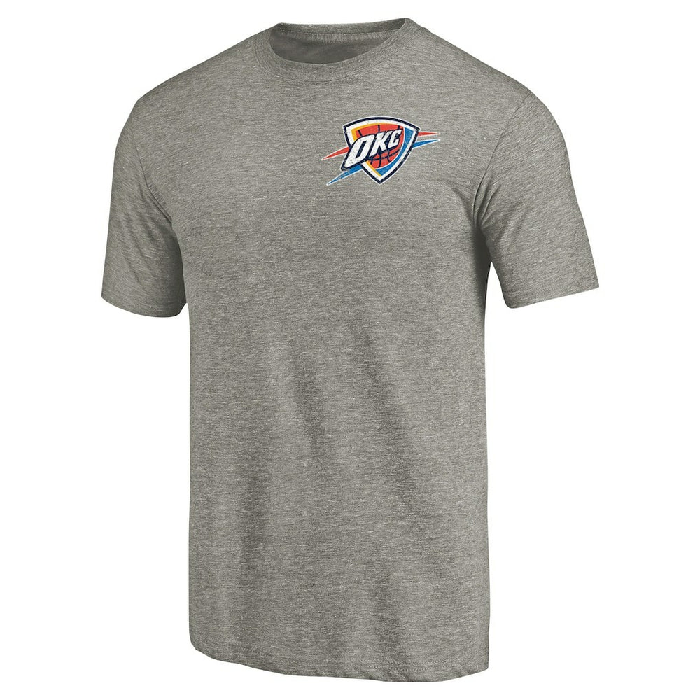 Oklahoma City Thunder Primary Logo Left Chest Distressed Tri-Blend T-Shirt Gray - NBA