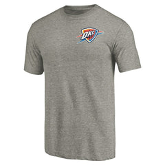 Oklahoma City Thunder Primary Logo Left Chest Distressed Tri-Blend T-Shirt Gray - NBA