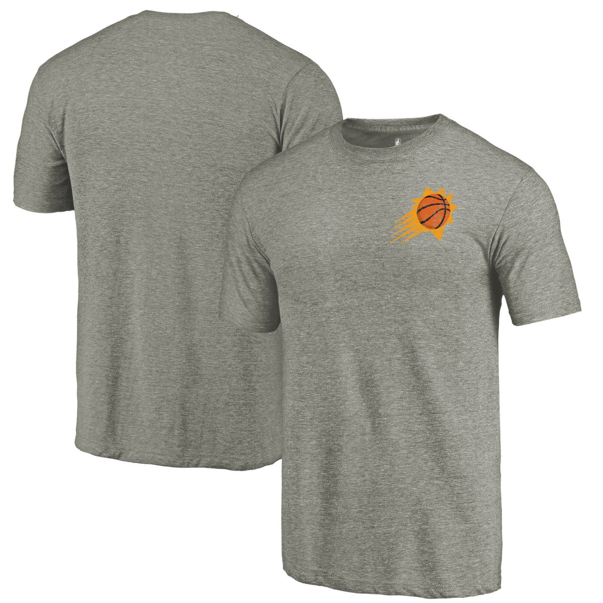 Phoenix Suns Primary Logo Left Chest Distressed Tri-Blend T-Shirt Gray - NBA