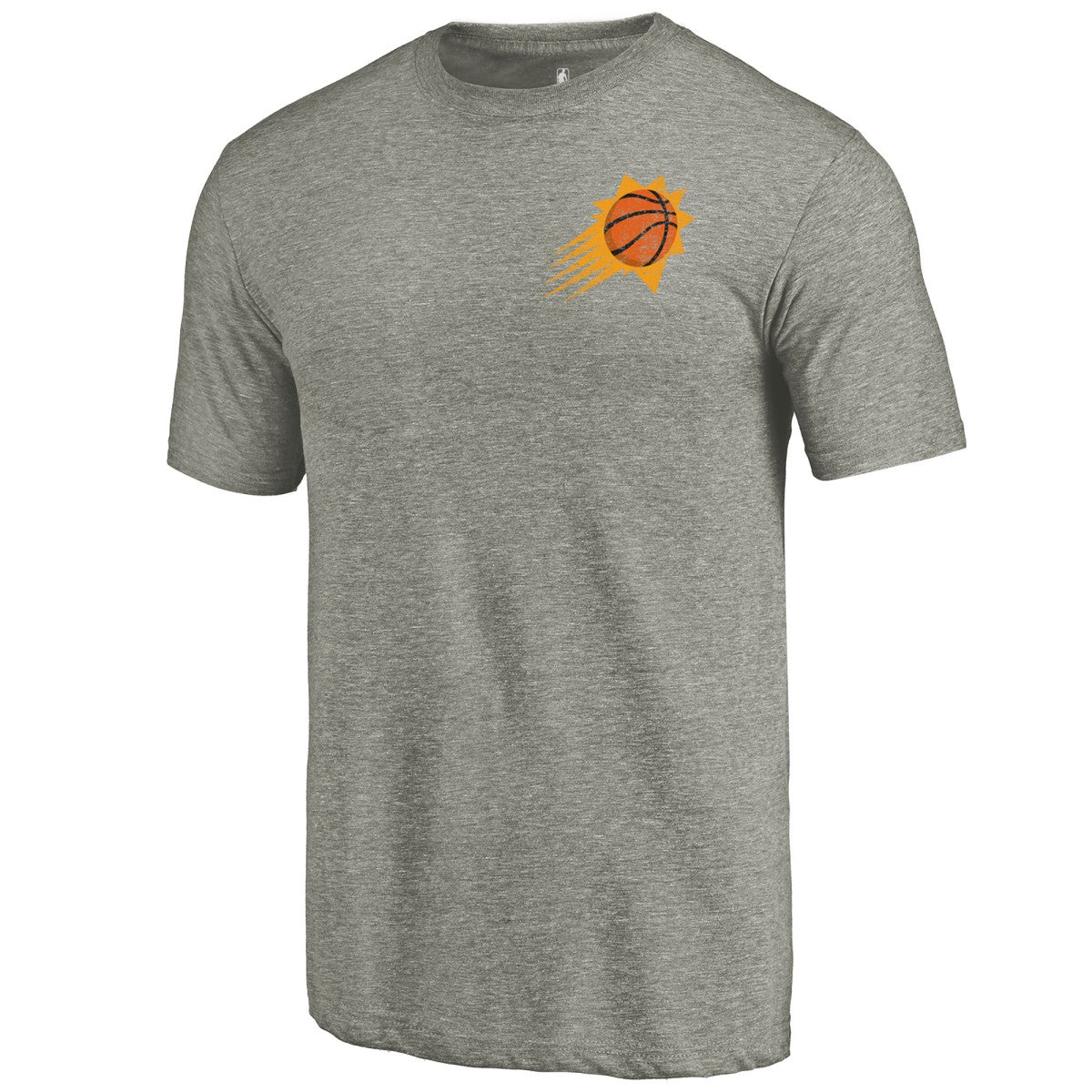 Phoenix Suns Primary Logo Left Chest Distressed Tri-Blend T-Shirt Gray - NBA