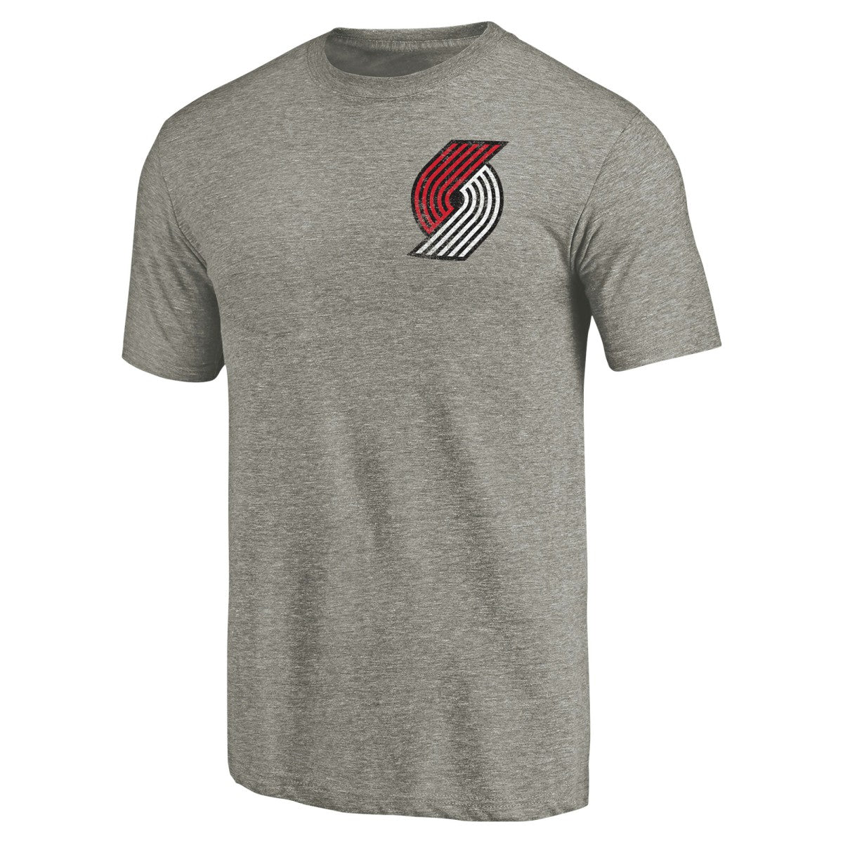 Portland Trail Blazers Primary Logo Left Chest Distressed Tri-Blend T-Shirt Gray - NBA