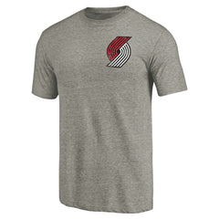 Portland Trail Blazers Primary Logo Left Chest Distressed Tri-Blend T-Shirt Gray - NBA