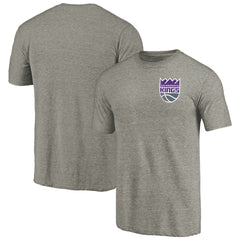Sacramento Kings Primary Logo Left Chest Distressed Tri-Blend T-Shirt Gray - NBA