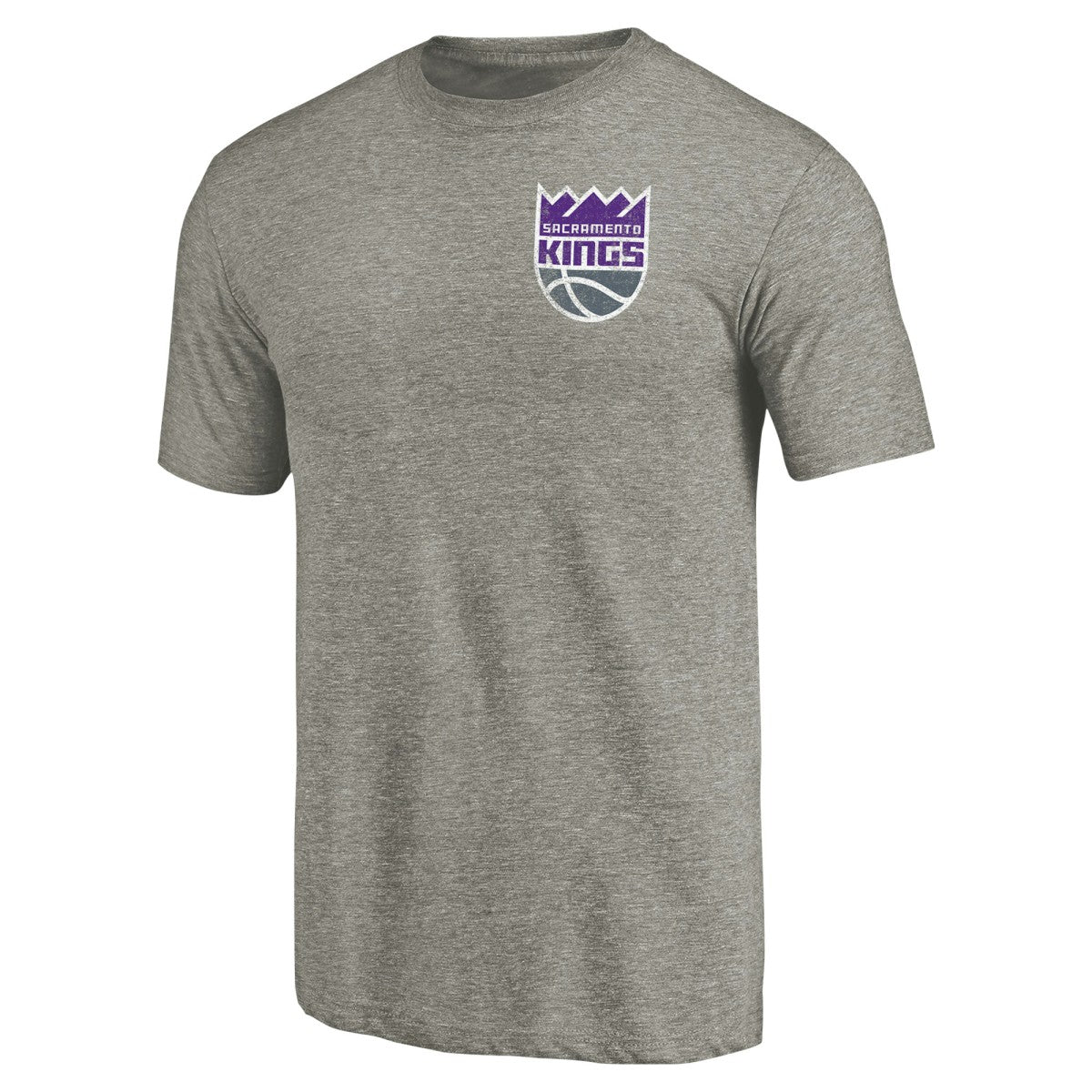 Sacramento Kings Primary Logo Left Chest Distressed Tri-Blend T-Shirt Gray - NBA