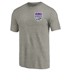 Sacramento Kings Primary Logo Left Chest Distressed Tri-Blend T-Shirt Gray - NBA