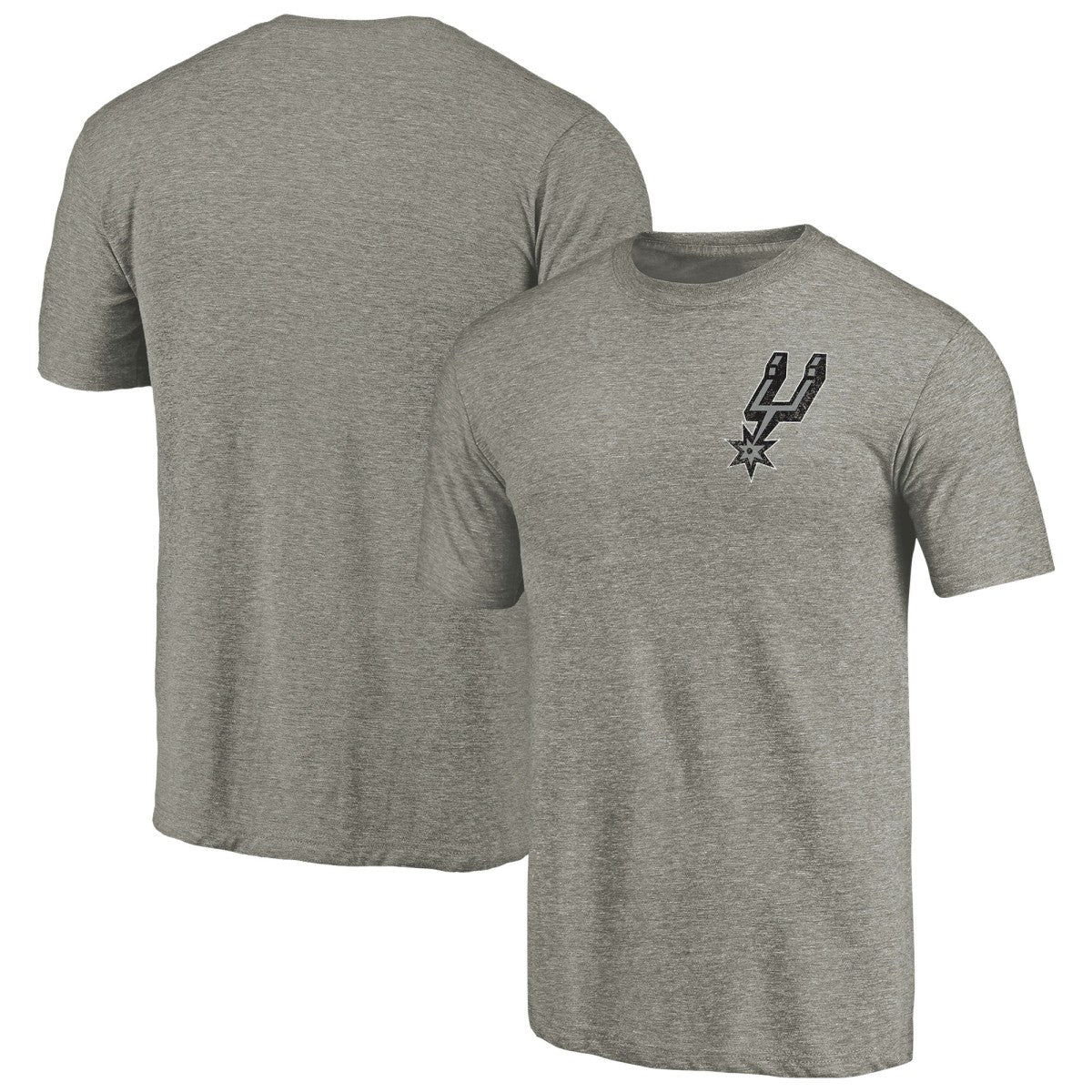 San Antonio Spurs Primary Logo Left Chest Distressed Tri-Blend T-Shirt Gray - NBA