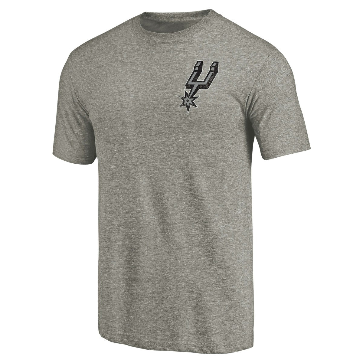 San Antonio Spurs Primary Logo Left Chest Distressed Tri-Blend T-Shirt Gray - NBA