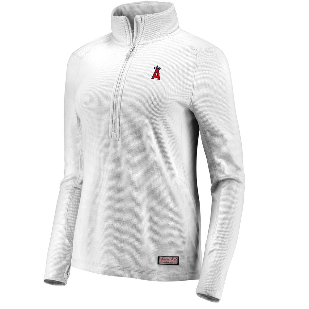Los Angeles Angels Vineyard Vines Women's Performance Grid Half-Zip Pullover Top - MLB