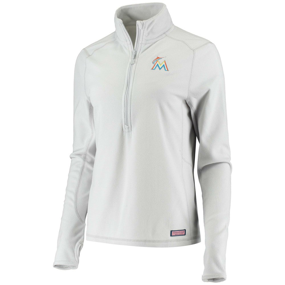 Miami Marlins Vineyard Vines Women's Performance Grid Half-Zip Pullover Top - MLB