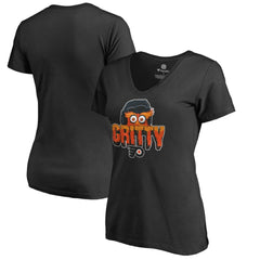 Philadelphia Flyers Women's Go Gritty V-Neck T-Shirt - Black - NHL