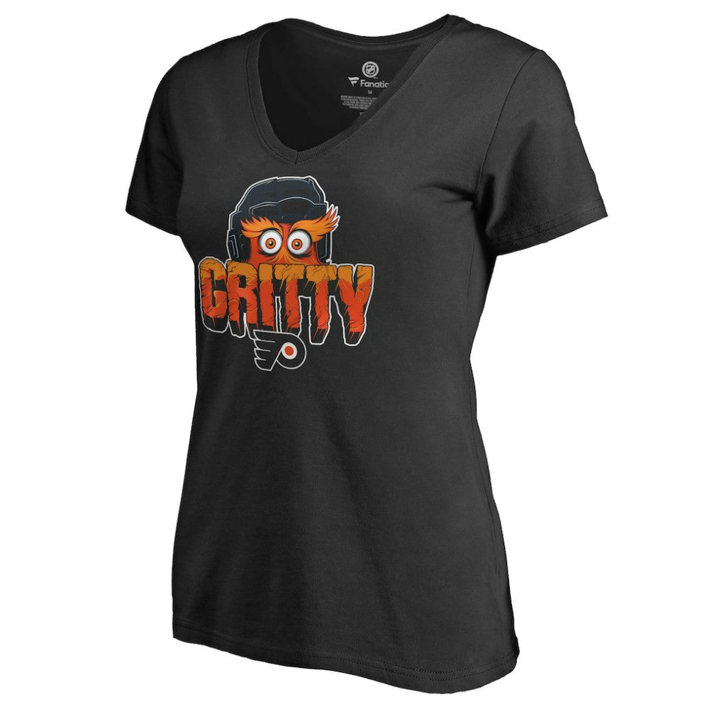 Philadelphia Flyers Women's Go Gritty V-Neck T-Shirt - Black - NHL