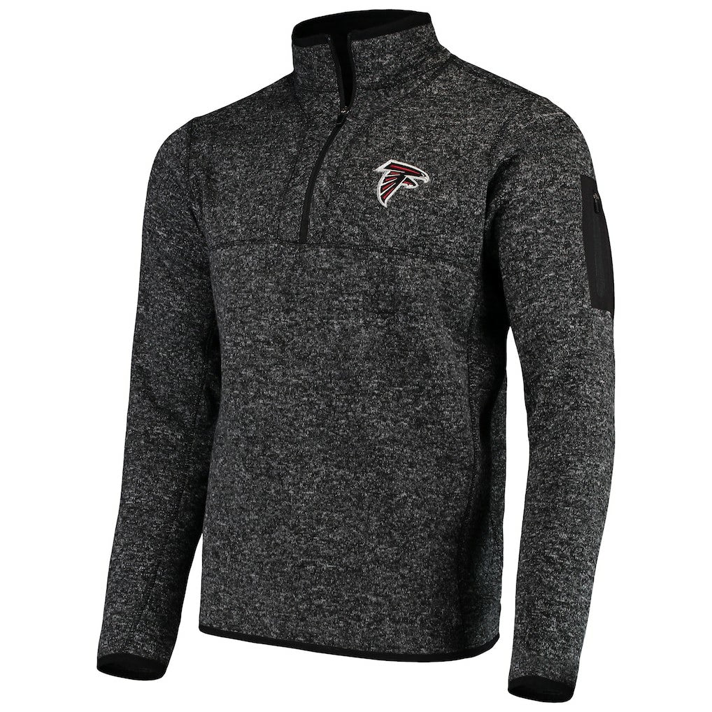 Atlanta Falcons Antigua Fortune Quarter-Zip Pullover Jacket Heather Black | NFL