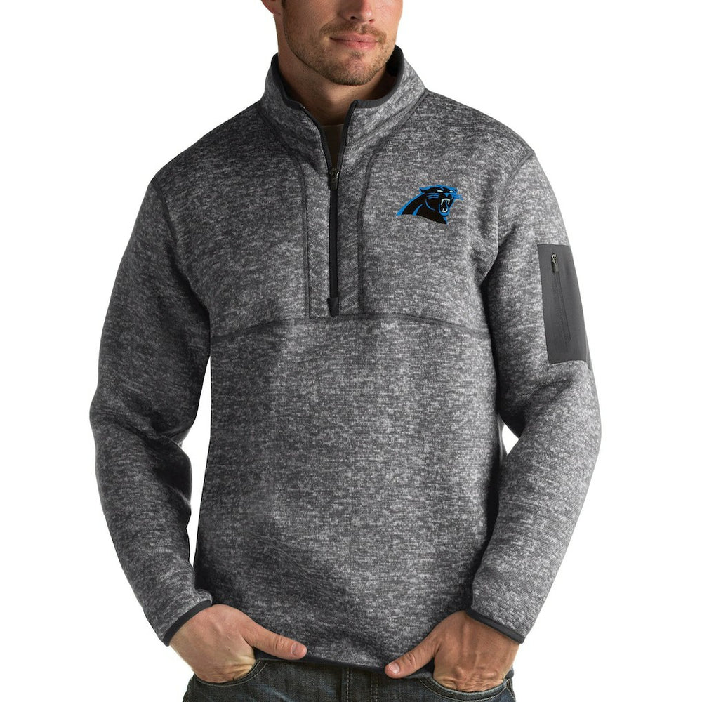 Carolina Panthers Antigua Fortune Quarter-Zip Pullover Jacket Charcoal | NFL