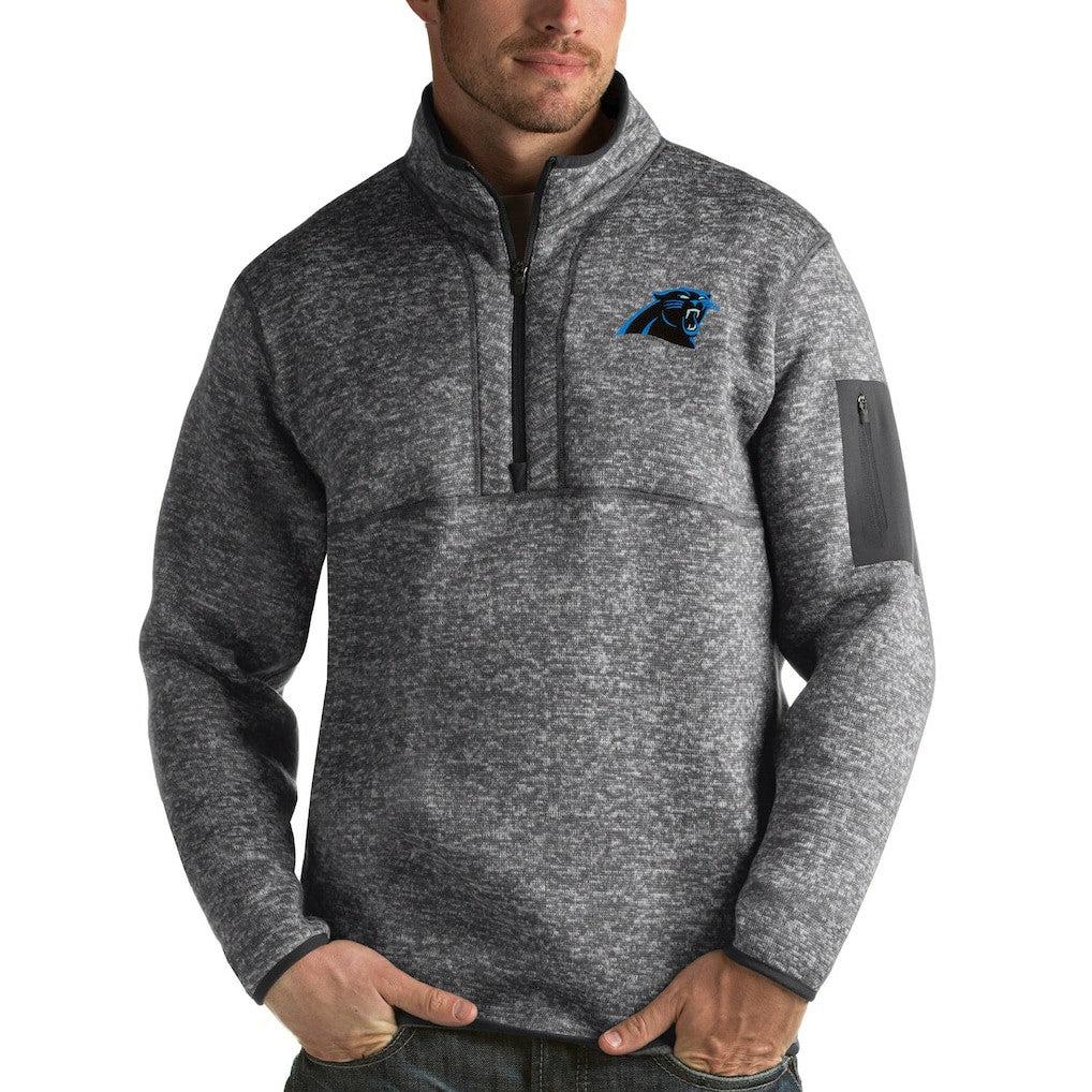 Carolina Panthers Antigua Fortune Quarter-Zip Pullover Jacket Charcoal | NFL