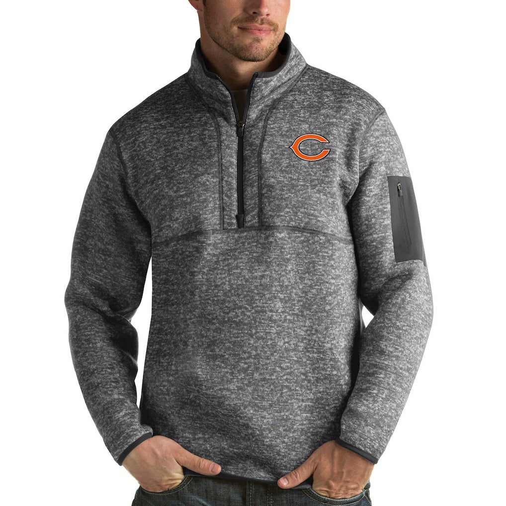 Chicago Bears Antigua Fortune Quarter-Zip Pullover Jacket Charcoal | NFL