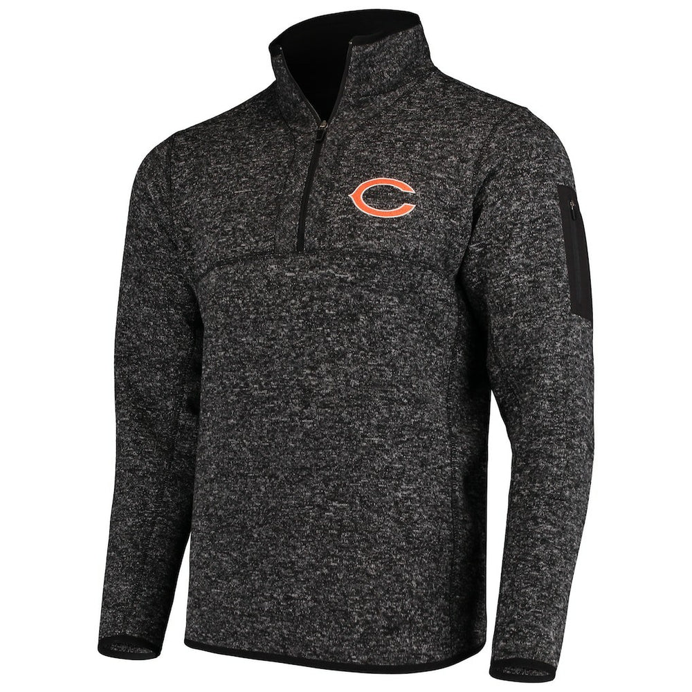 Chicago Bears Antigua Fortune Quarter-Zip Pullover Jacket Heather Black | NFL