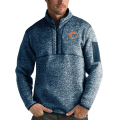 Chicago Bears Antigua Fortune Quarter-Zip Pullover Jacket Heather Navy | NFL